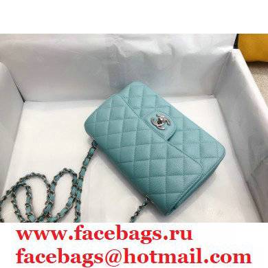chanel 1116 mini flap bag in caviar leather sky blue with silver hardware