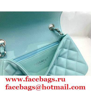 chanel 1116 mini flap bag in caviar leather sky blue with silver hardware - Click Image to Close
