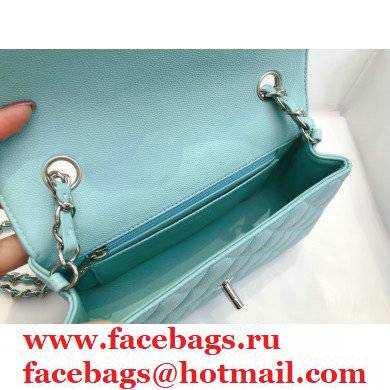 chanel 1116 mini flap bag in caviar leather sky blue with silver hardware - Click Image to Close