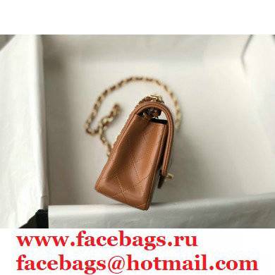 chanel 1116 mini flap bag in sheepskin Caramel with gold hardware