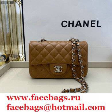 chanel 1116 mini flap bag in sheepskin Caramel with silver hardware - Click Image to Close