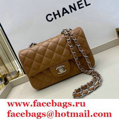 chanel 1116 mini flap bag in sheepskin Caramel with silver hardware - Click Image to Close