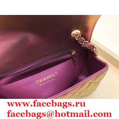 chanel 1116 mini flap bag in sheepskin iridescent pink with gold hardware - Click Image to Close