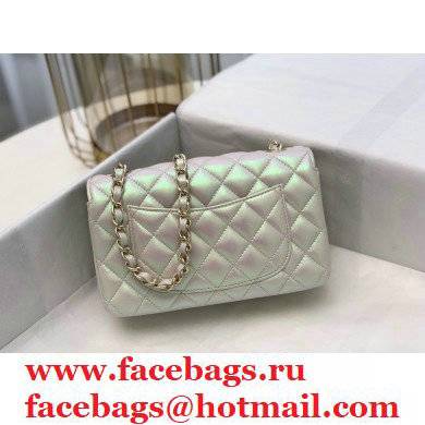 chanel 1116 mini flap bag in sheepskin iridescent silver with gold hardware - Click Image to Close