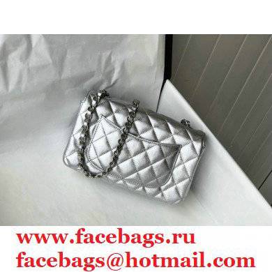 chanel 1116 mini flap bag in sheepskin silver with silver hardware - Click Image to Close