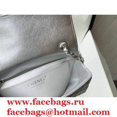 chanel 1116 mini flap bag in sheepskin silver with silver hardware - Click Image to Close
