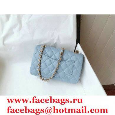chanel 1116 mini flap bag in sheepskin sky blue with gold hardware