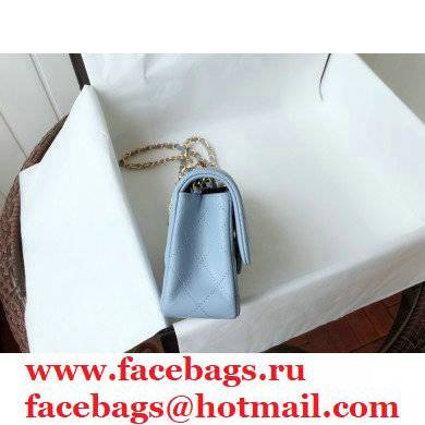 chanel 1116 mini flap bag in sheepskin sky blue with gold hardware - Click Image to Close