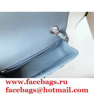 chanel 1116 mini flap bag in sheepskin sky blue with silver hardware
