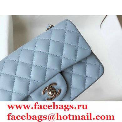 chanel 1116 mini flap bag in sheepskin sky blue with silver hardware - Click Image to Close