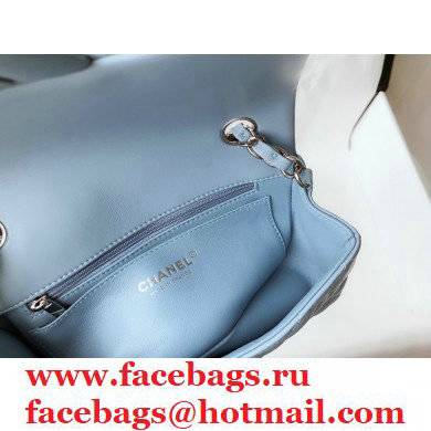 chanel 1116 mini flap bag in sheepskin sky blue with silver hardware - Click Image to Close