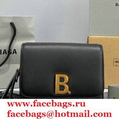 Balenciaga Cowhide B Metal buckle Flap bag in Black Bb002 2021