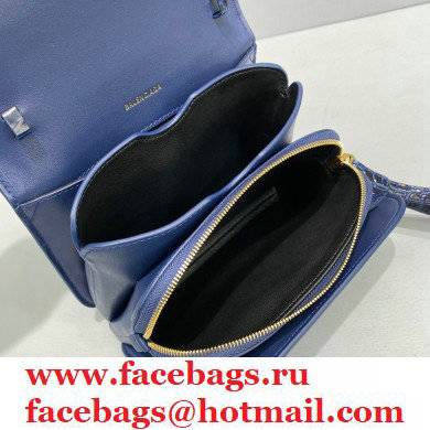 Balenciaga Cowhide Crocodile embossed Flap bag in Blue Bb005 2021 - Click Image to Close