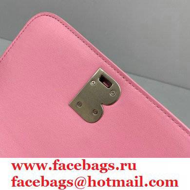 Balenciaga Cowhide Crocodile embossed Flap bag in Pink Bb010 2021
