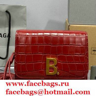Balenciaga Cowhide Crocodile embossed Flap bag in Red Bb004 2021