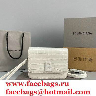 Balenciaga Cowhide Crocodile embossed Flap bag in White Bb009 2021