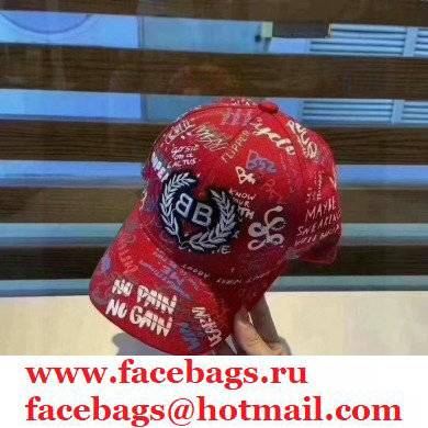 Balenciaga Fashion doodle Peaked cap Red Bh001 2021 - Click Image to Close