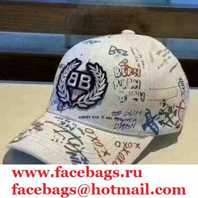 Balenciaga Fashion doodle Peaked cap White Bh002 2021 - Click Image to Close
