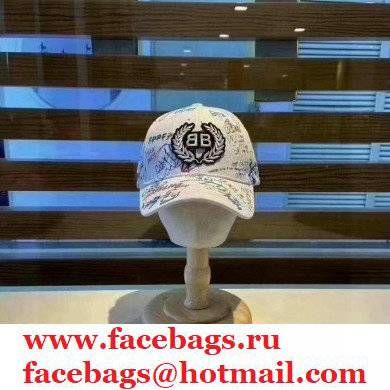 Balenciaga Fashion doodle Peaked cap White Bh002 2021