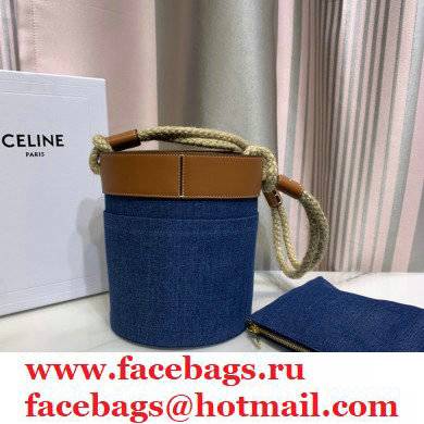 Celine CanvasBUCKET CORDEBucket Bag Blue 2021 - Click Image to Close