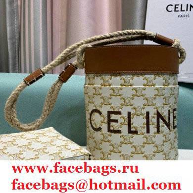 Celine CanvasBUCKET CORDEBucket Bag White 2021 - Click Image to Close