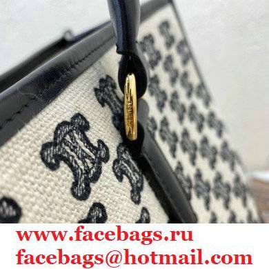 Celine Horizontal Cabas Tote Bag in Textile with Triomphe Embroidery Black 2021 - Click Image to Close
