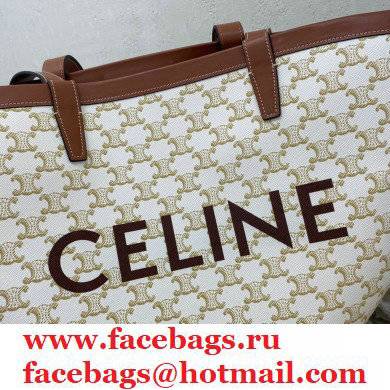 Celine Large Couffin Tote Bag in Triomphe Canvas Celine Print White 2021