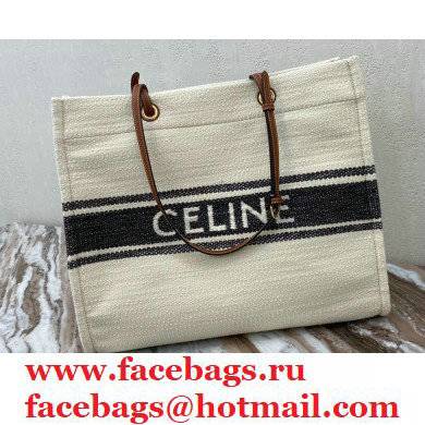 Celine Squared Cabas Tote Bag in Plein soleil Textile and Calfskin Black 2021 - Click Image to Close