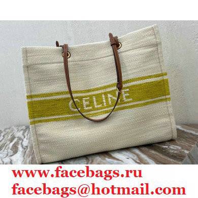 Celine Squared Cabas Tote Bag in Plein soleil Textile and Calfskin Yellow 2021 - Click Image to Close