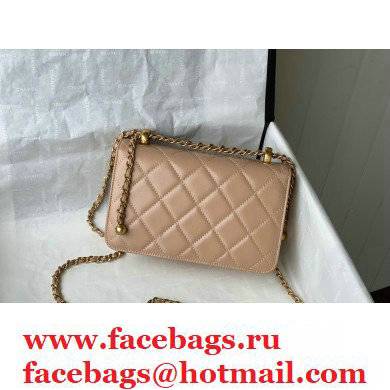 ChanelCowhide Metal buckle Chain bag in Beige As26153 2021