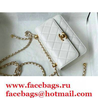 ChanelCowhide Metal buckle Chain bag in White As26152 2021 - Click Image to Close