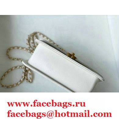 ChanelCowhide Metal buckle Chain bag in White As26152 2021