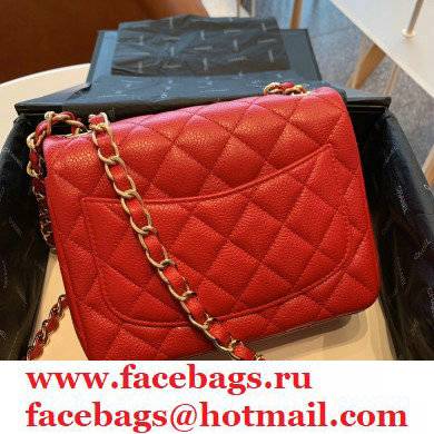 Chanel Calfskin Golden Chain Classic Flap Bag in Red A011153 2021