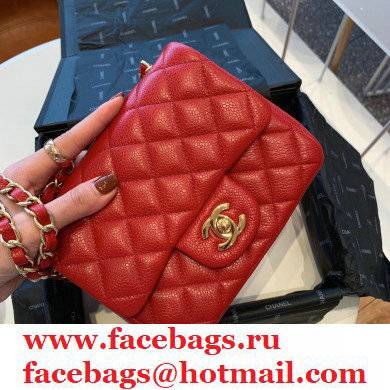 Chanel Calfskin Golden Chain Classic Flap Bag in Red A011153 2021