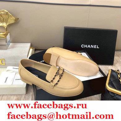Chanel Calfskin Sheepskin lining loafers shoes in Beige Cs009 - Click Image to Close