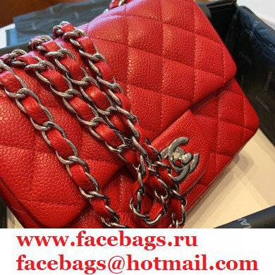 Chanel Calfskin Silver Chain Classic Flap Bag in RedA011151 2021