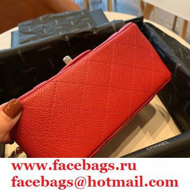 Chanel Calfskin Silver Chain Classic Flap Bag in RedA011151 2021