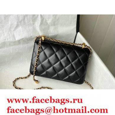 Chanel Cowhide Metal buckle Chain bag in Black As26155 2021