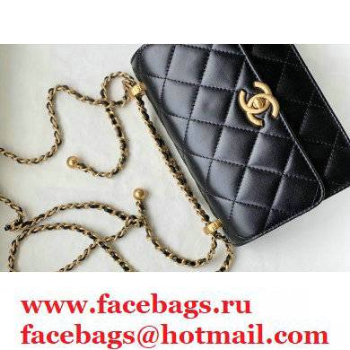 Chanel Cowhide Metal buckle Chain bag in Black As26155 2021 - Click Image to Close