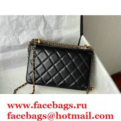 Chanel Cowhide Metal buckle Chain bag in Black As26495 2021