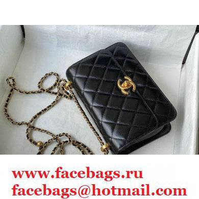 Chanel Cowhide Metal buckle Chain bag in Black As26495 2021