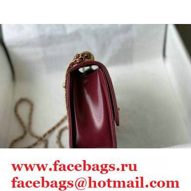 Chanel Cowhide Metal buckle Chain bag in Burgundy As26494 2021
