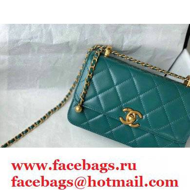 Chanel Cowhide Metal buckle Chain bag in Green As26154 2021 - Click Image to Close
