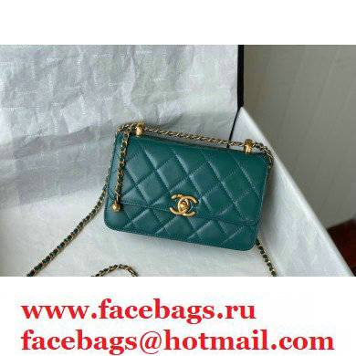 Chanel Cowhide Metal buckle Chain bag in Green As26154 2021
