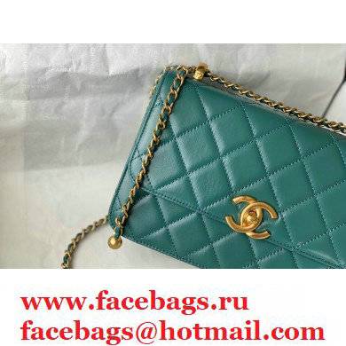 Chanel Cowhide Metal buckle Chain bag in Green As26491 2021 - Click Image to Close