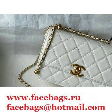 Chanel Cowhide Metal buckle Chain bag in WhiteAs26493 2021 - Click Image to Close