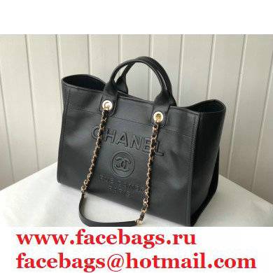 Chanel Deauville calfskin Shopping Tote Bag BLACK AS66941 2021 - Click Image to Close