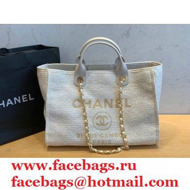Chanel Deauville medium Shopping Tote Bag A93786 Towel Fabric Beige 2021