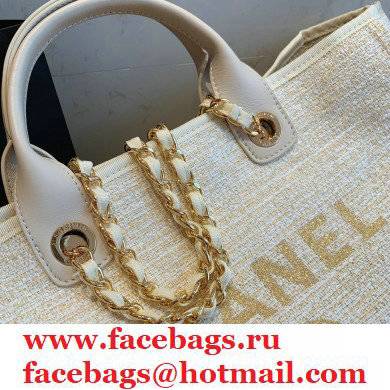 Chanel Deauville medium Shopping Tote Bag A93786 Towel Fabric Beige 2021 - Click Image to Close
