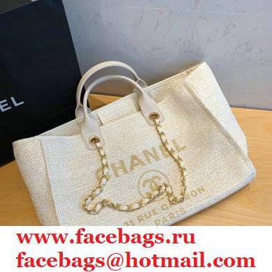 Chanel Deauville medium Shopping Tote Bag A93786 Towel Fabric Beige 2021